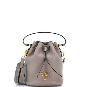 Prada Small Dual Strap Top Handle Bucket Bag Vitello Daino